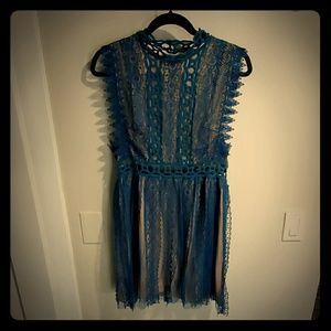 FREE PEOPLE Forever Lace Dress in Teal